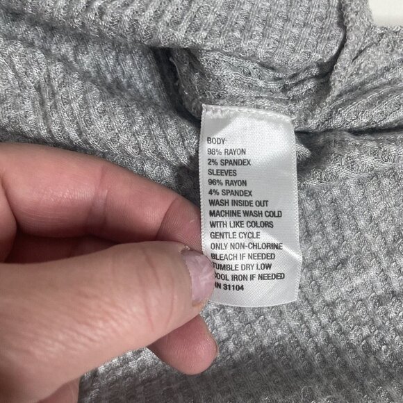 True Craft M Thermal Gray Top Long Sleeve Open Back Slouch Shoulder Long Sleeve - Picture 9 of 11